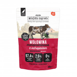 WIEJSKA ZAGRODA Monoprotein Beef - Nassfutter für Hunde - 500g