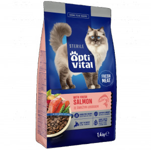 OPTIVITAL Sterile With fresh salmon - trockenfutter für Katzen - 1,4kg