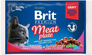 BRIT Premium Cat Meat Plate - Nassfutter für Katzen - 4x100g 