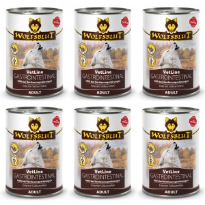 WOLFSBLUT VetLine Gastrointestinal Ente - Nassfutter für Hunde - 6x395g