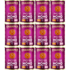 CHAMPER Coat & Skin Monoprotein Lachs – Nassfutter für Hunde – 12×400 g