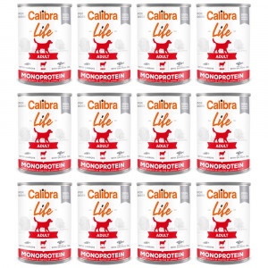 CALIBRA Dog Life Adult Rind mit Karotten - Nassfutter für Hunde - 12x400g