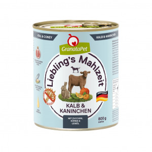 GRANATAPET Liebling's Mahlzeit Veal and coney - Nassfutter für Hunde - 800g
