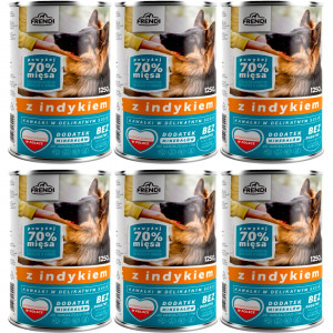 FRENDI mit Pute Stücke in feiner Soße - Nassfutter für Hunde - 6x1250g