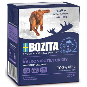 BOZITA Nasses Hundefutter Stückchen in Gelee Truthahn 370 g