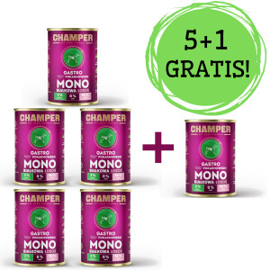 CHAMPER Gastro Lachs – Nassfutter für Hunde – 5x400g + 1 Dose GRATIS!