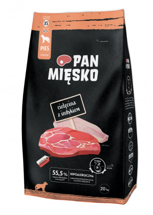 PAN MIĘSKO Veal with turkey XS - trockenfutter für Hunde - 20kg