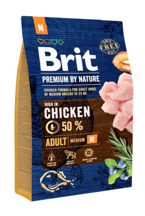 BRIT Premium by Nature Adult M Chicken - Trockenfutter für Hunde - 3 kg