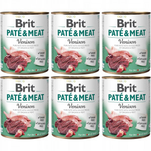 BRIT Paté & Meat Venison - Nassfutter für Hunde - 6x800g