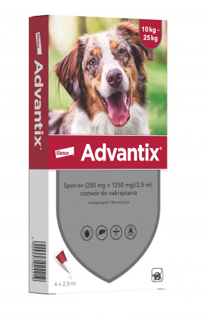 ELANCO Advantix - Parasitentropfen für Hunde M - 4 x 2.5 ml