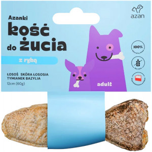AZANKI Knochen mit Lachs in Lachshaut mit Thymian und Basilikum in Fischform - Leckerbissen für Hunde - 12 cm