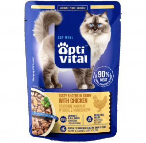 OPTIVITAL Tasty shreds in gravy with chicken - nassfutter für Katzen - 85g