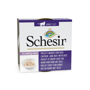 SCHESIR in cooking water Chicken and beef with rice - nassfutter für Katzen – 85 g