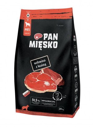 PAN MIĘSKO Beef with goat M - trockenfutter für Hunde - 20kg