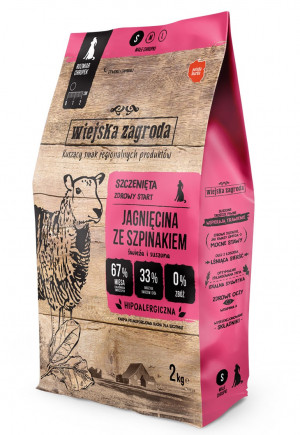 WIEJSKA ZAGRODA Lamb with spinach S puppy - trockenfutter für Hunde - 2kg