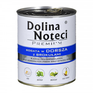 DOLINA NOTECI Premium Reich an Kabeljau und Brokkoli - Nassfutter für Hunde - 800 g