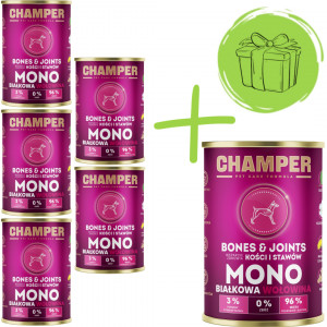CHAMPER Bones & Joints Monoprotein Rind - Nassfutter für Hunde - 5x400g + 400g GRATIS