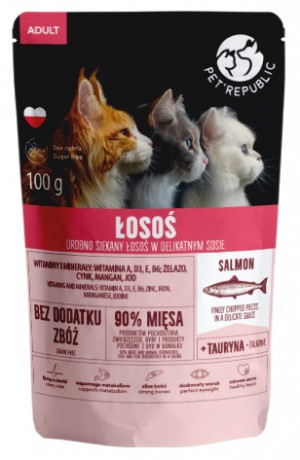 PET REPUBLIC Adult Lachs fein gehackt - Nassfutter für Katzen- 100 g 