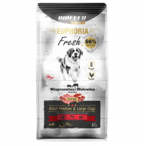 BIOFEED Euphoria Fresh Adult Medium & Large Pork with beef - trockenfutter für Hunde - 2kg