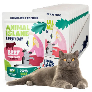 ANIMAL ISLAND Everyday Beef fillets in broth - nassfutter für Katzen - 12 x 85g