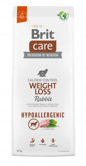 BRIT Care Hypoallergenic Adult Weight Loss Rabbit - Trockenfutter für Hunde - 12 kg