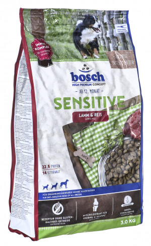 BOSCH Sensitive Lamb & Rice – Futter für Hunde mit empfindlichem Magen mit Lamm und Reis 3 kg