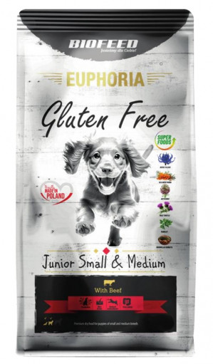 BIOFEED Euphoria Gluten Free Junior small & medium Beef - trockenfutter für Hunde - 12kg