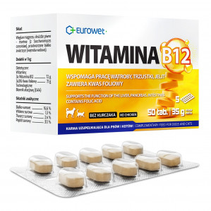 EUROWET Vitamin B12 - nahrungsergänzungsmittel für hunde und katzen - 50 tabletten