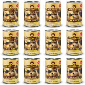 WOLFSBLUT Wild Duck Duck with potatoes - Nassfutter für Hunde - 12x395g