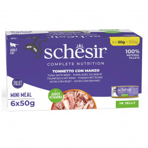 SCHESIR in jelly Tuna with beef - nassfutter für Katzen - 6 x 50 g