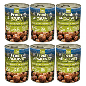 ARQUIVET Frische iberische Schweinefleischbällchen - Nassfutter für Hunde - 6x400g