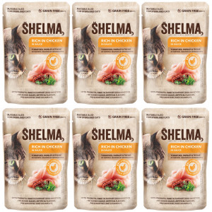 SHELMA Rich in chicken in sauce - nassfutter für Katzen -6x85g