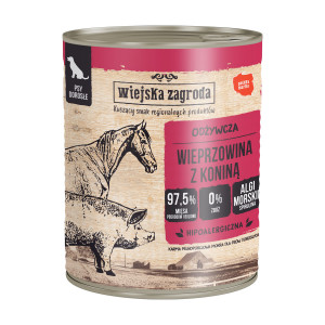WIEJSKA ZAGRODA Pork with horse - Nassfutter für Hunde - 800g