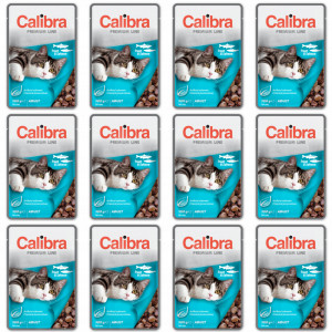 CALIBRA Cat Premium Adult Trout & Salmon - Nassfutter für Katzen - 12x100g
