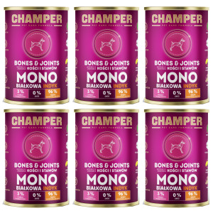 CHAMPER Bones & Joints Monoprotein Pute – Nassfutter für Hunde – 6×400 g
