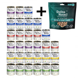 DOLINA NOTECI MIX DER GESCHMÄCKER – Nassfutter für Hunde – 30x800g + Hundesnack Training Treats Skin and coat 130g