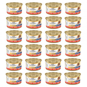 GOURMET GOLD Mousse mit Rind - Nassfutter für Katzen - 24x85g