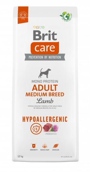BRIT Care Hypoallergenic Adult Medium Breed Lamb - Trockenfutter für Hunde - 12 kg
