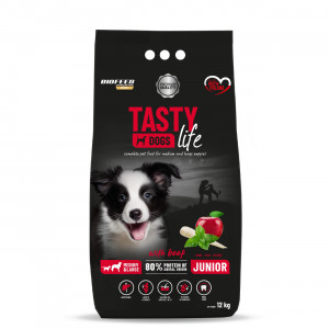 BIOFEED Tasty Life Junior mittelgroßes und großes Rind – Trockenfutter für Hunde – 12kg
