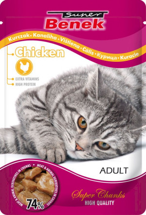  SUPER BENEK Huhn in Sauce - Nassfutter für Katzen - 100 g 