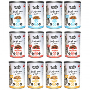Tuf Tuf Fleischstücke MIX-Geschmacksrichtungen - Nassfutter für Katzen - 12x415g
