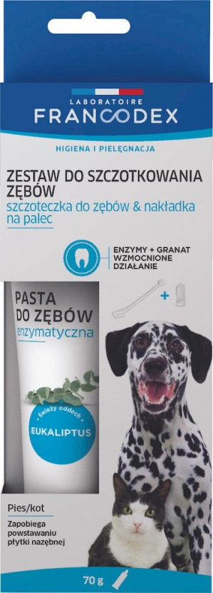 FRANCODEX Zahnbürste und Zahnpasta für Hund und Katze - 70 g