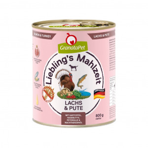GRANATAPET Liebling's Mahlzeit Salmon and turkey - Nassfutter für Hunde - 800g