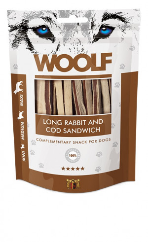 WOOLF Langer Kabeljau Sandwich - Hundeleckerli - 100g