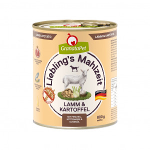 GRANATAPET Liebling's Mahlzeit Lamb and potato - Nassfutter für Hunde - 800g