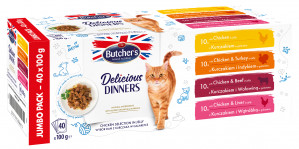 BUTCHER'S Delicious Dinners Jumbo Pack - Nassfutter für Katzen - 4 x 100g 
