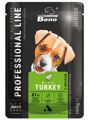 SUPER BENO Junior Turkey - nassfutter für Hunde - 100 g