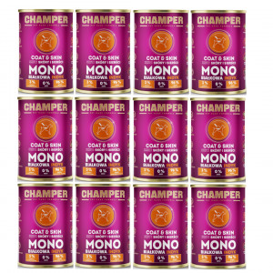 CHAMPER Coat & Skin Monoprotein Lachs – Nassfutter für Hunde – 12×400 g
