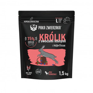 PAKA ZWIERZAKA Kaninchen mit Waldfrüchten L – Trockenfutter für Hunde – 1,5kg