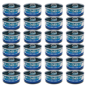 FARMINA N&D Ocean Kitten Thunfisch, Kabeljau, Garnelen & Kürbis – Nassfutter für Kätzchen – 24x70g